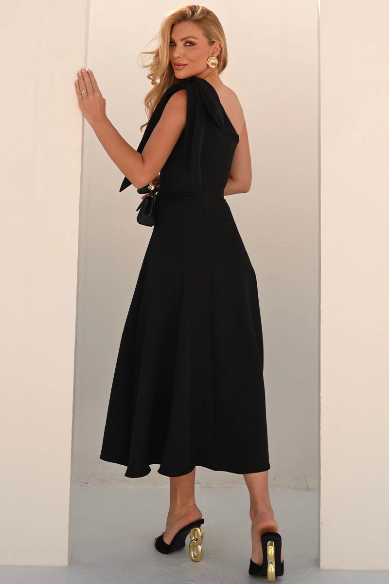 Miss Misses - Glaucia One Shoulder Dress with Black Bow - 54625001