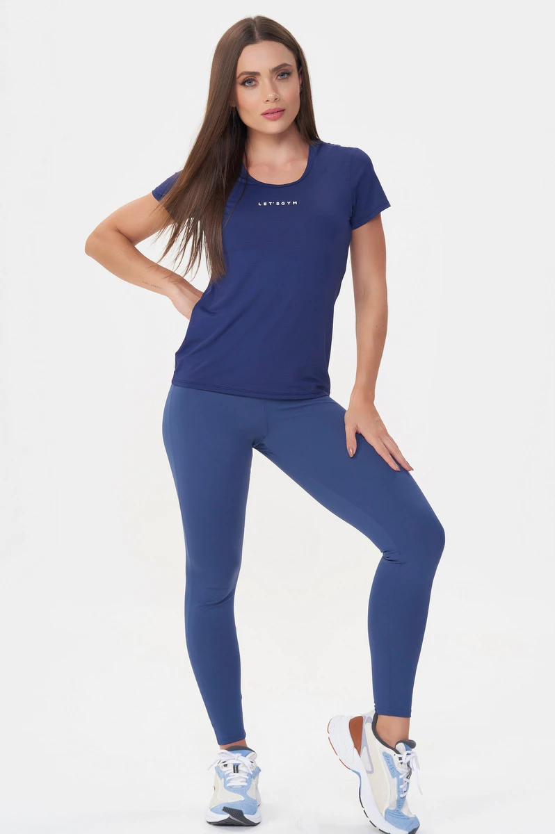 Lets Gym - Blusa M/C Basic Azul Marinho - 2430AZM