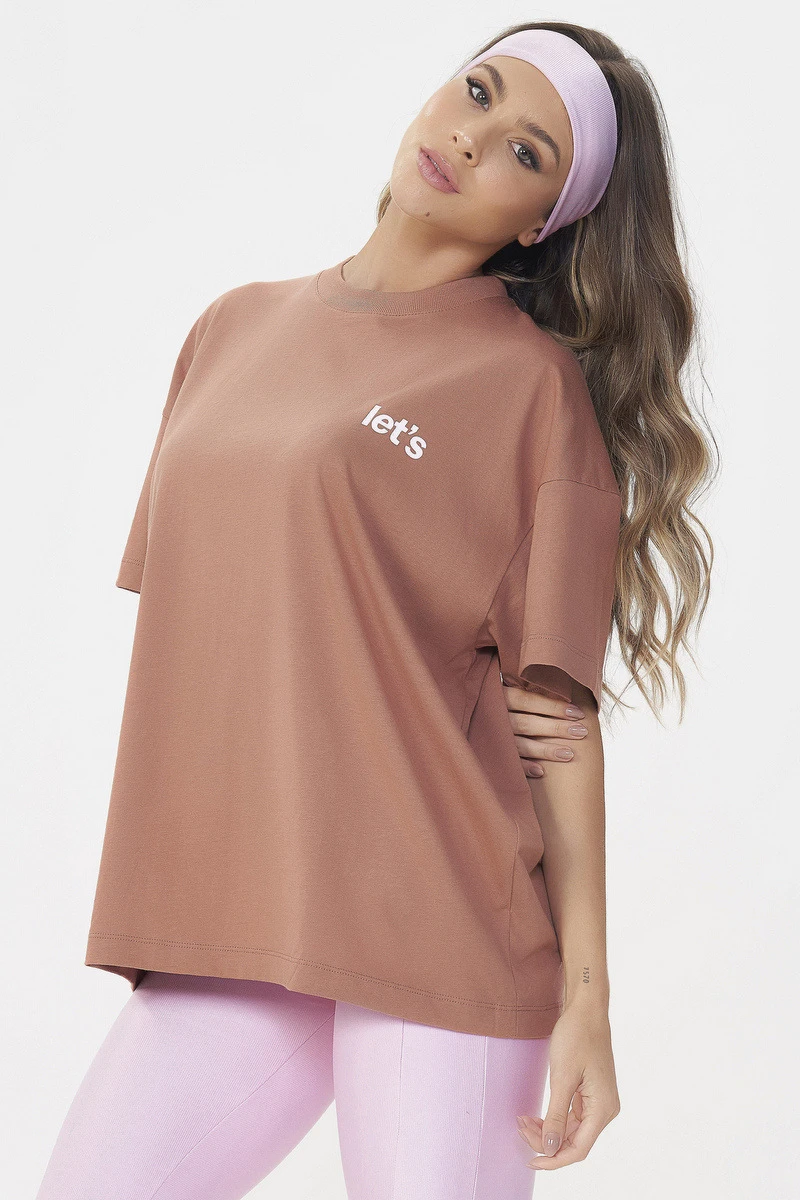 Lets Gym - Camiseta Oversized Only Limit Mocha Mousse - 2693MM