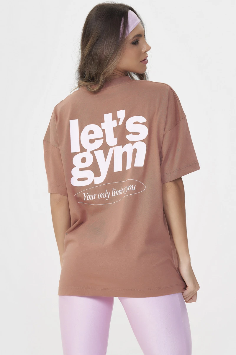 Lets Gym - Camiseta Oversized Only Limit Mocha Mousse - 2693MM