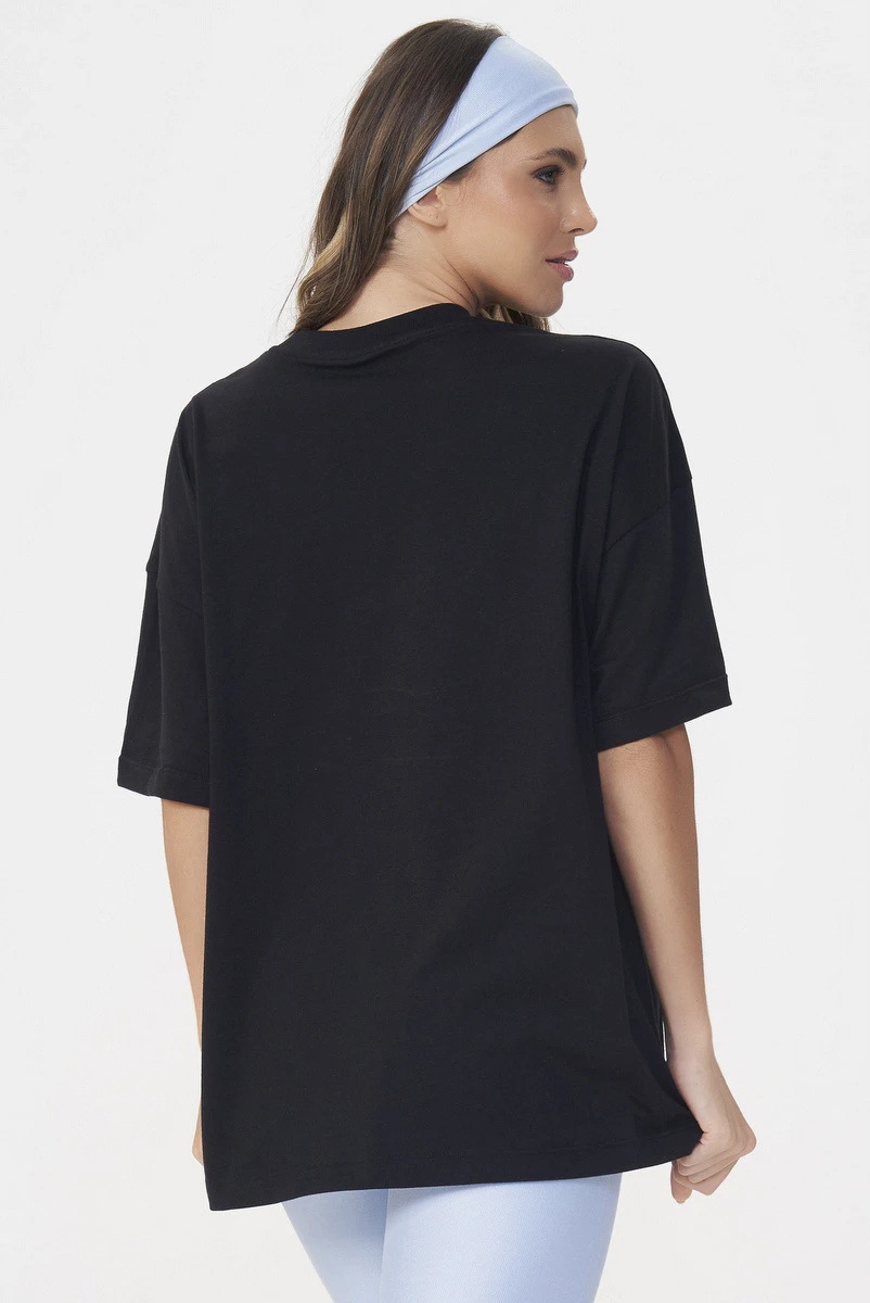 Lets Gym - Camiseta Oversized Never Give Up Preto - 2696PT