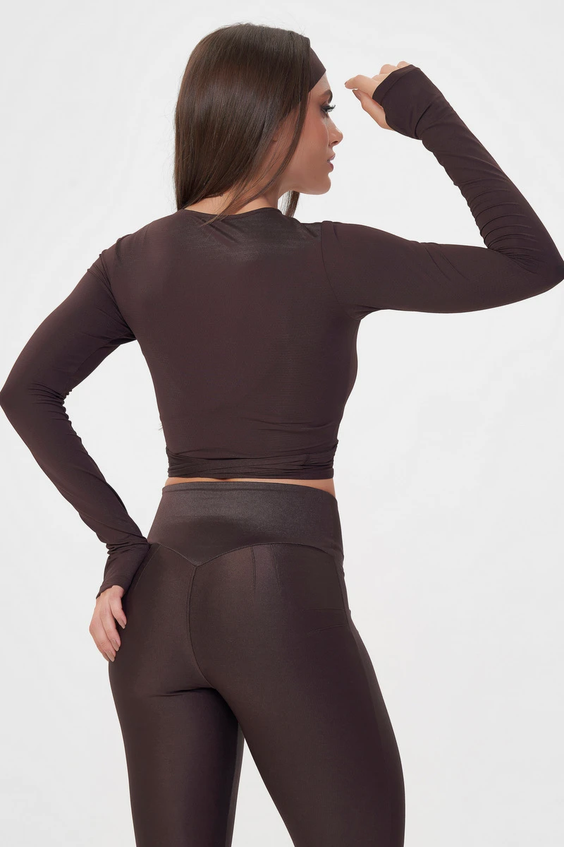 Lets Gym - Cropped Transpassado Equilibrium Coffee - 2886CF