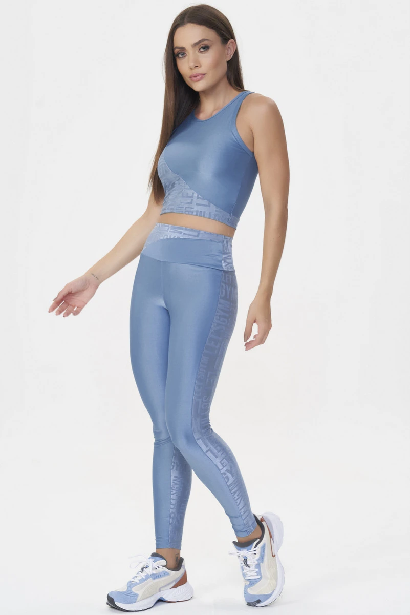 Lets Gym - Vintage Blue Velvet Glow Legging - 2896AZ