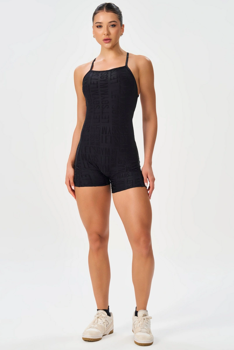 Lets Gym - Macaquinho Velvet Name Preto - 2897PT