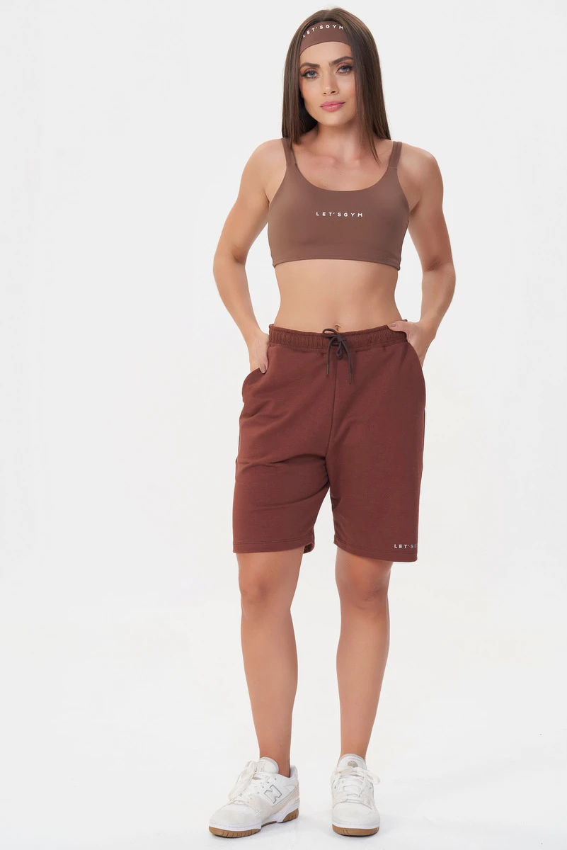 Lets Gym - Brown Urban Layers Sweatshorts - 2918MR