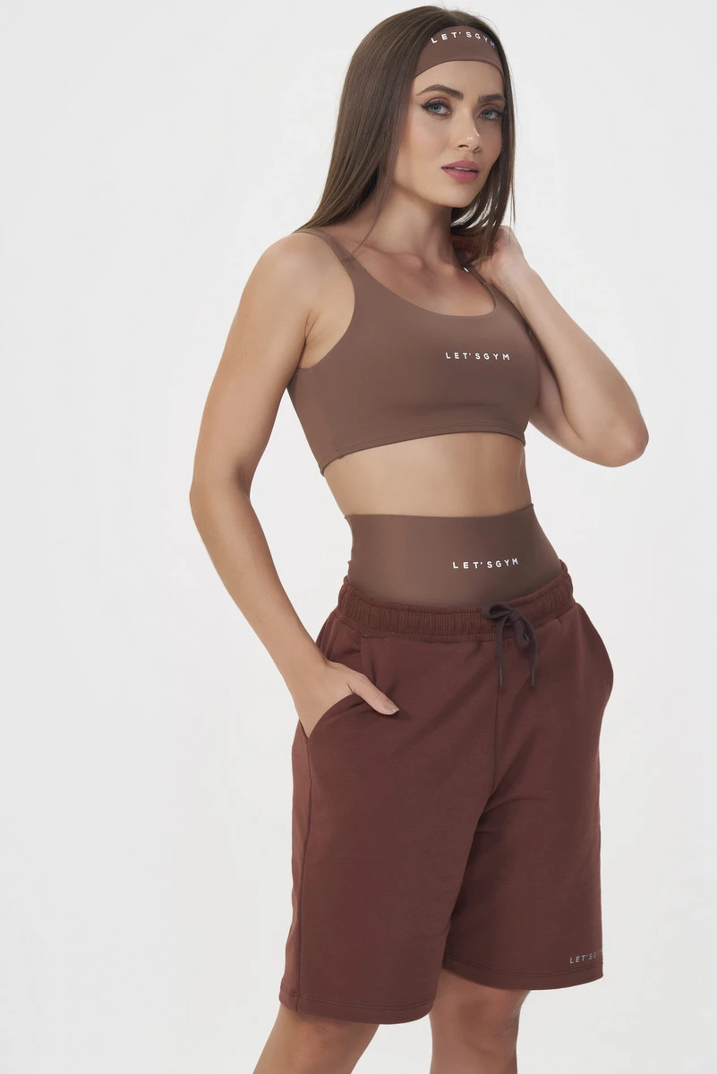 Lets Gym - Brown Urban Layers Sweatshorts - 2918MR