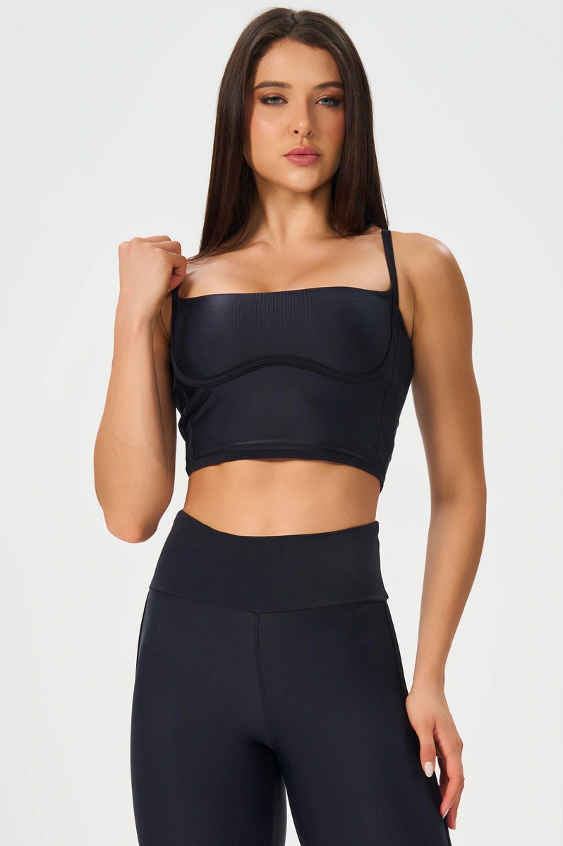 Lets Gym - Black Harmony Crop Top - 2956PT
