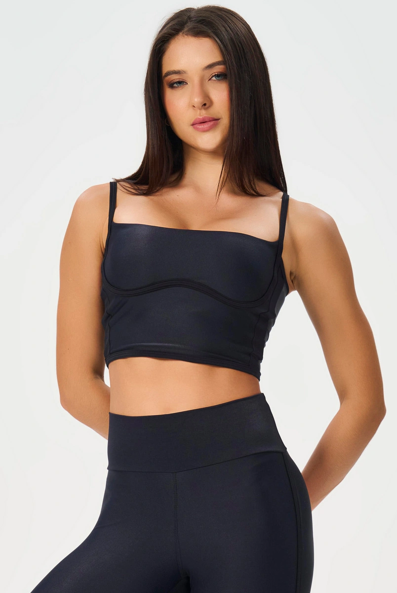Lets Gym - Black Harmony Crop Top - 2956PT