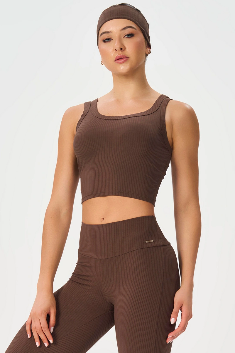 Lets Gym - Cropped Comfort Rib Coffee - 2986CF