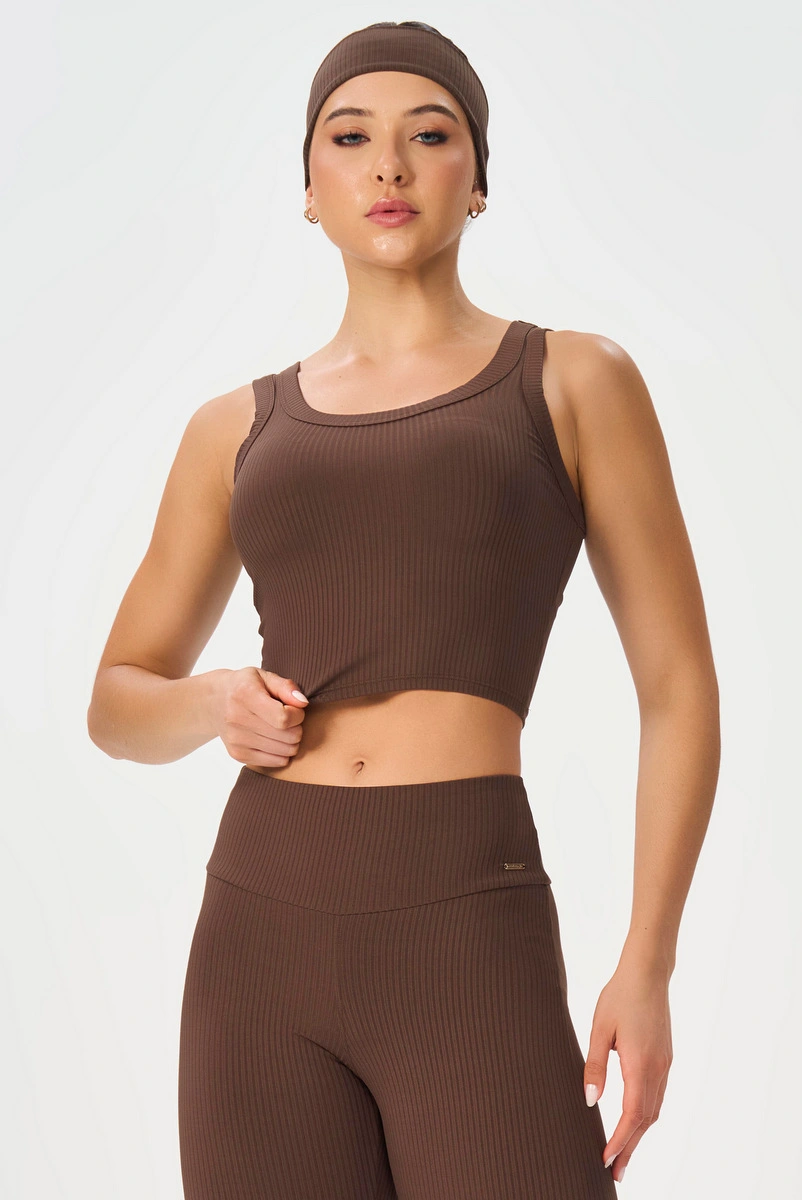 Lets Gym - Cropped Comfort Rib Coffee - 2986CF