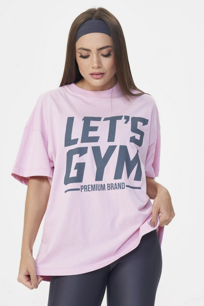 Lets Gym - Camiseta Oversized Letsgym Rosa Claro - 3076ROC
