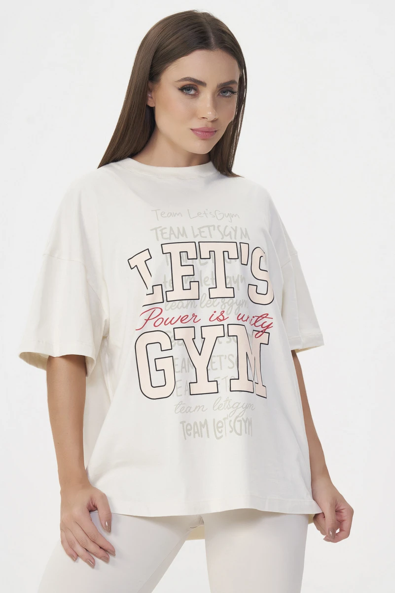 Lets Gym - Camiseta Oversized Power Off White - 3077OFW