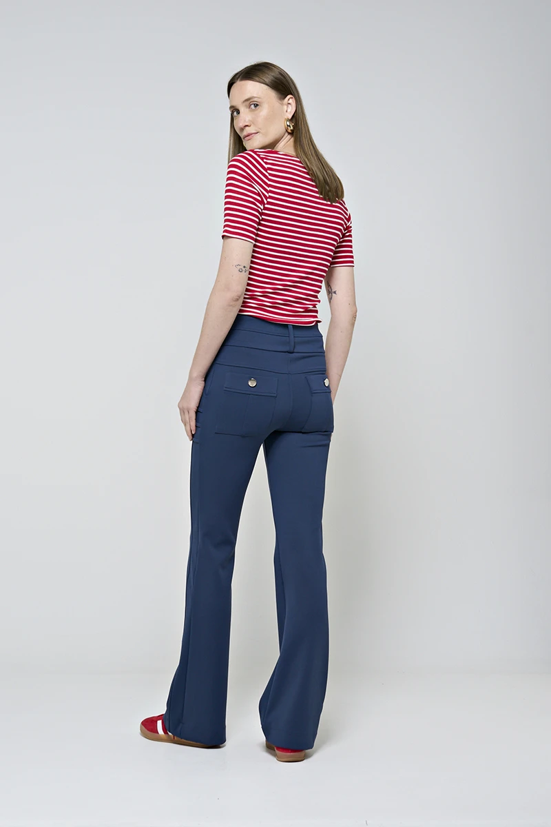 Hidrogênio - CALÇA FLARE COM BOLSOS E PREGAS ROSANA MARINHO - 19481004