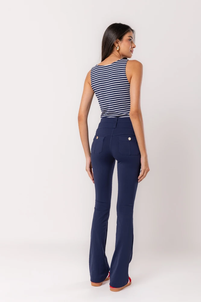 Hidrogênio - NAVY STRIPED RIBBED TANK TOP - 20512004
