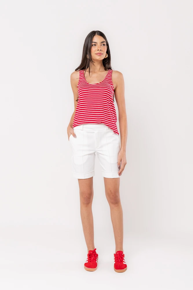 Hidrogênio - REGATA LISTRADA CANELADA VERMELHO - 20512008