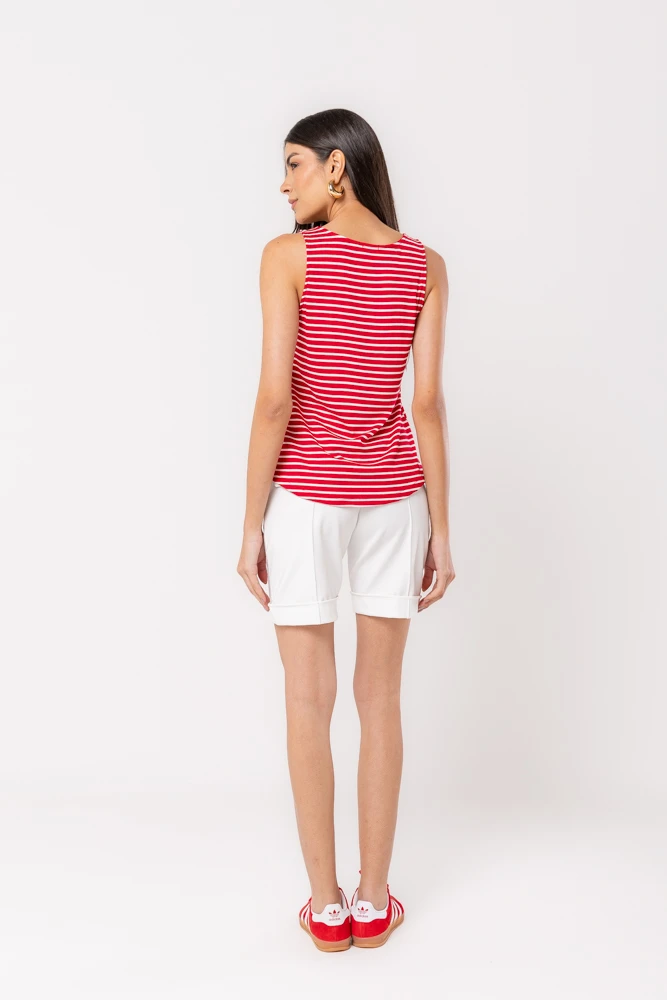 Hidrogênio - REGATA LISTRADA CANELADA VERMELHO - 20512008