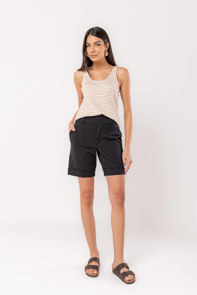 Hidrogênio - REGATA LISTRADA CANELADA NATURAL - 20512182