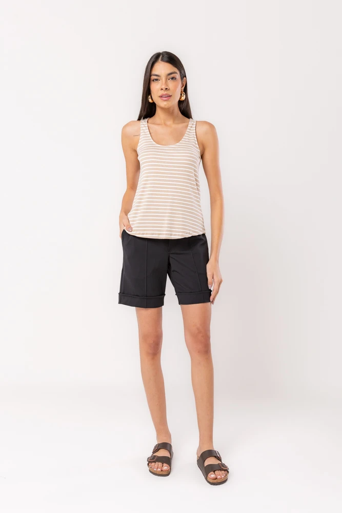 Hidrogênio - REGATA LISTRADA CANELADA NATURAL - 20512182