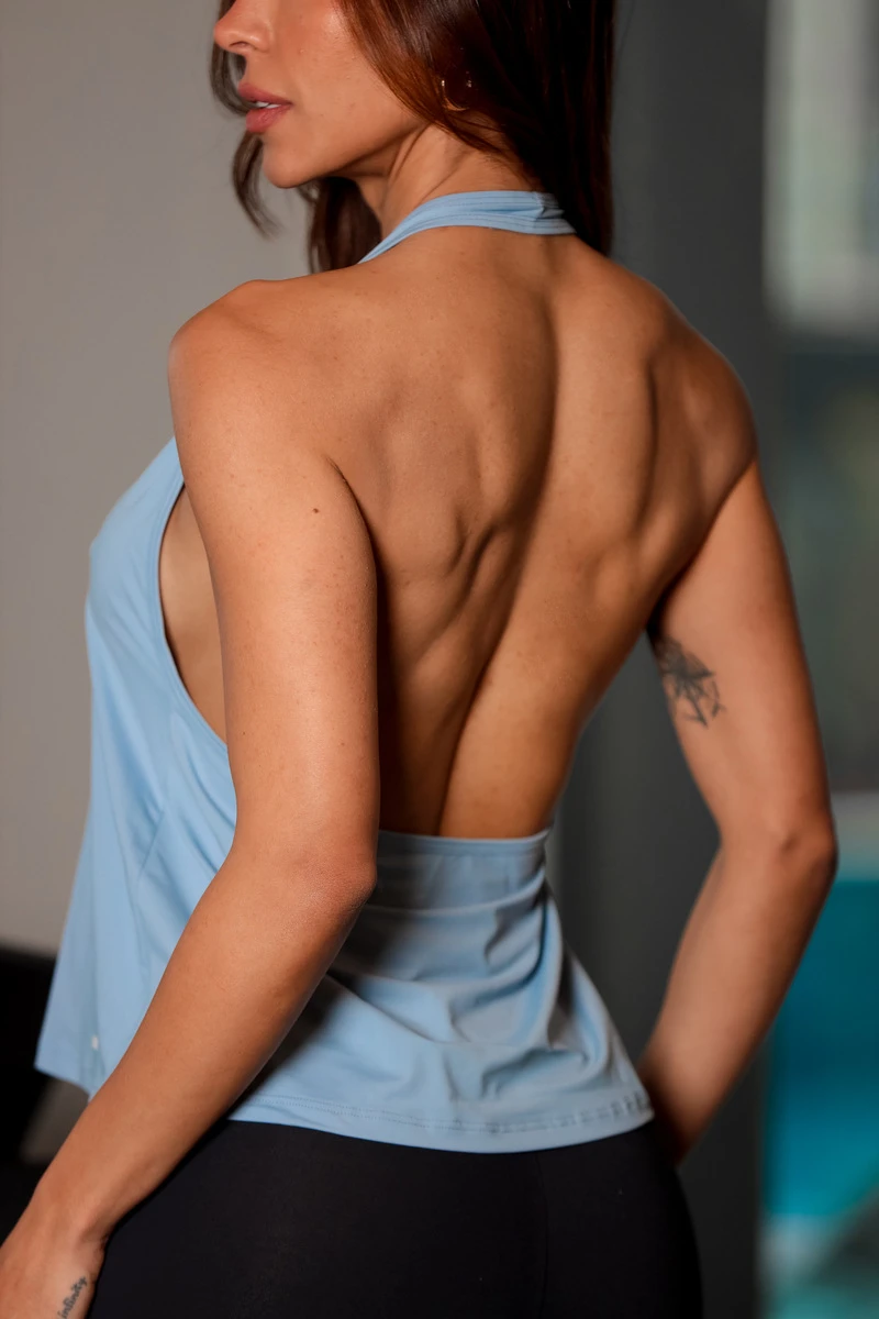 Garotafit - Flutter Tank Shirt Blue Jeans - BL241LJ