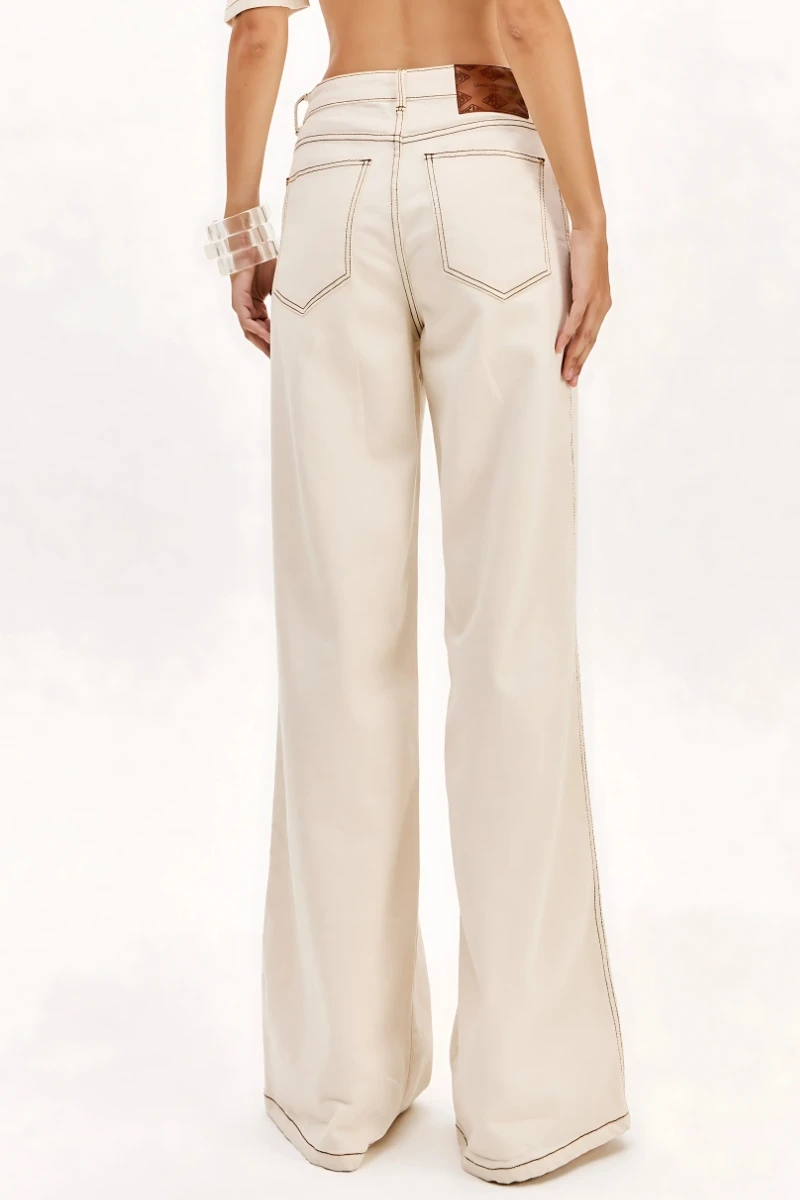 LANÇA PERFUME - Wide Leg High Waisted Twill Pants Lança Perfume - 8429
