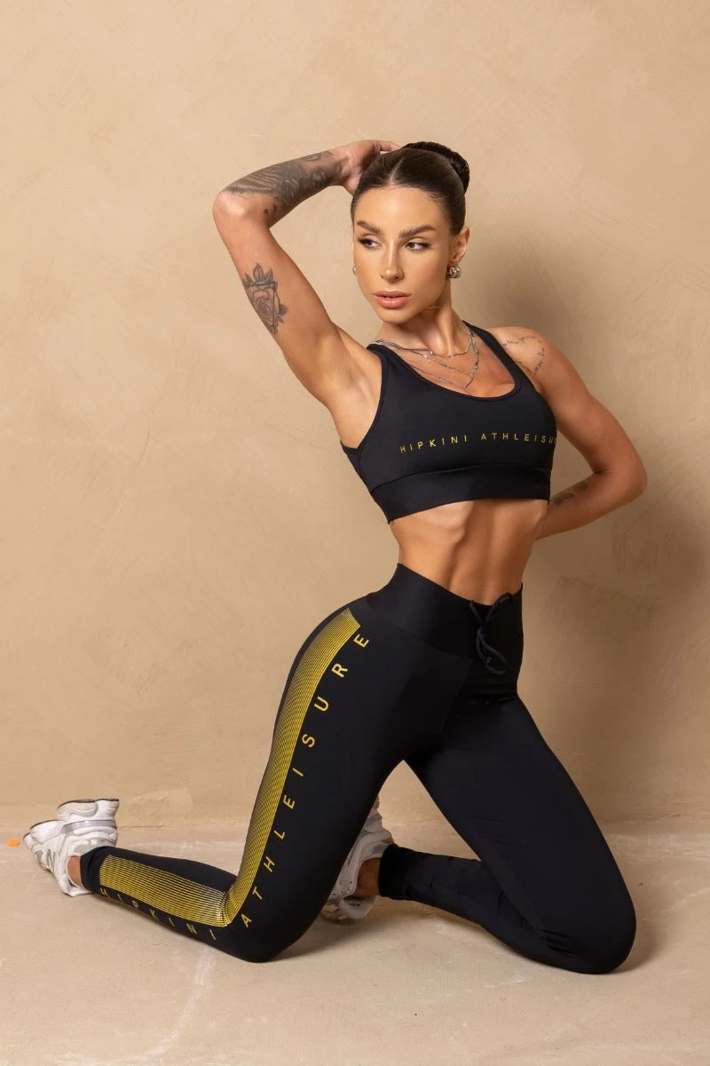 Hipkini - Black Breezy Fitness Top with gold silk - 33331290