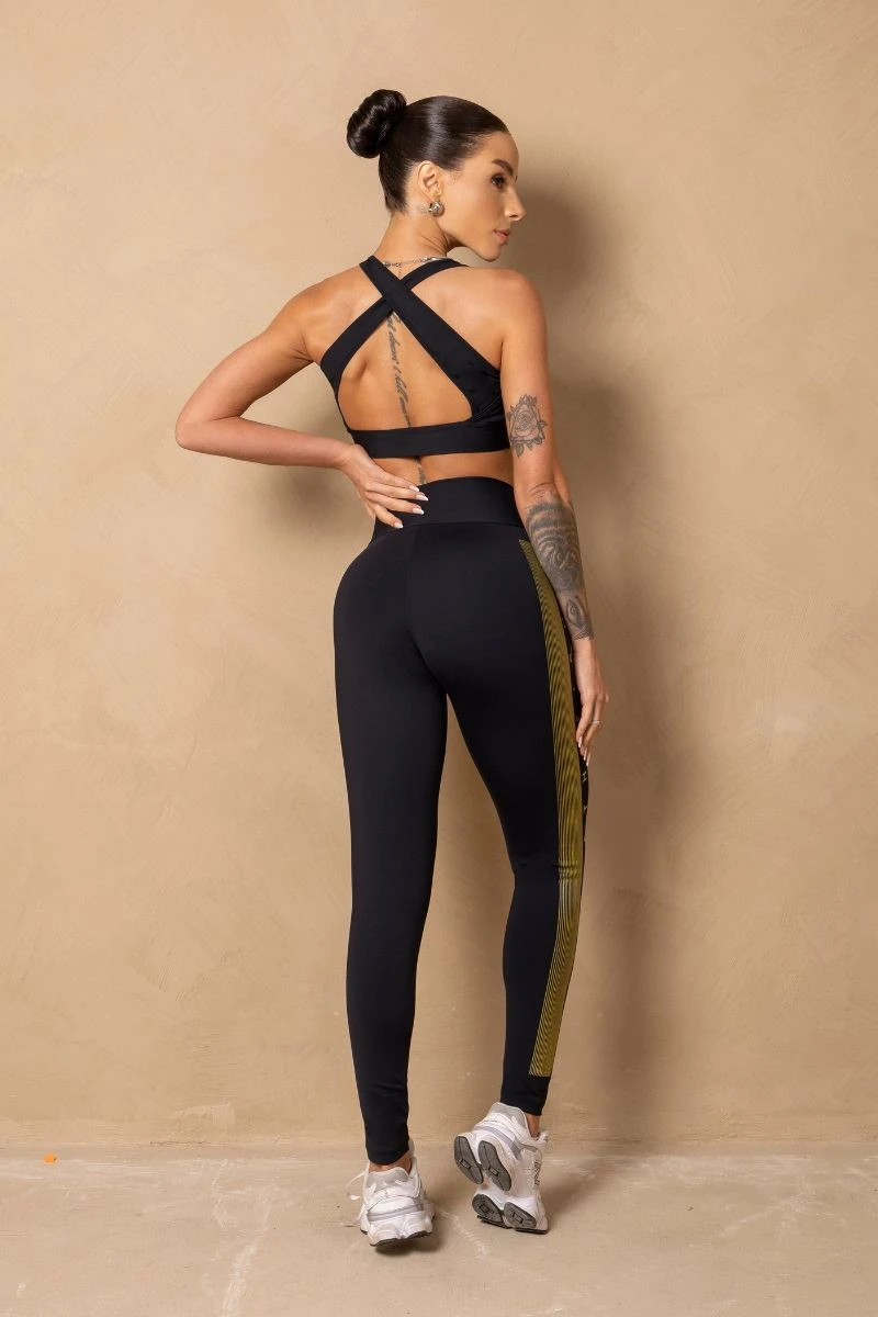 Hipkini - Black Breezy Fitness Top with gold silk - 33331290