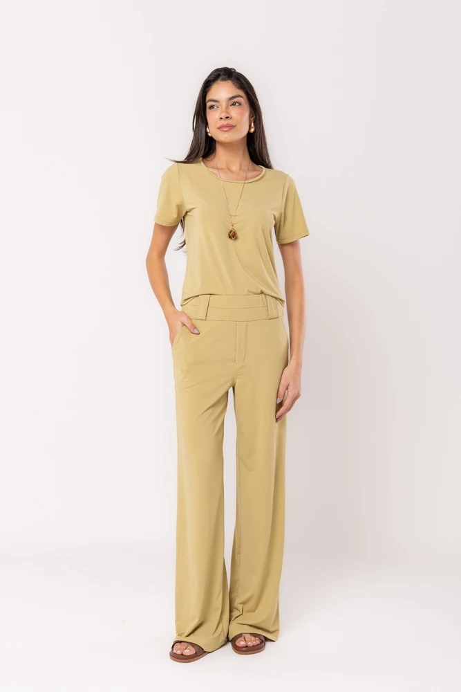 Hidrogênio - CALÇA IDALIA PANTALONA FLUITY VERDE CANA - 19601479