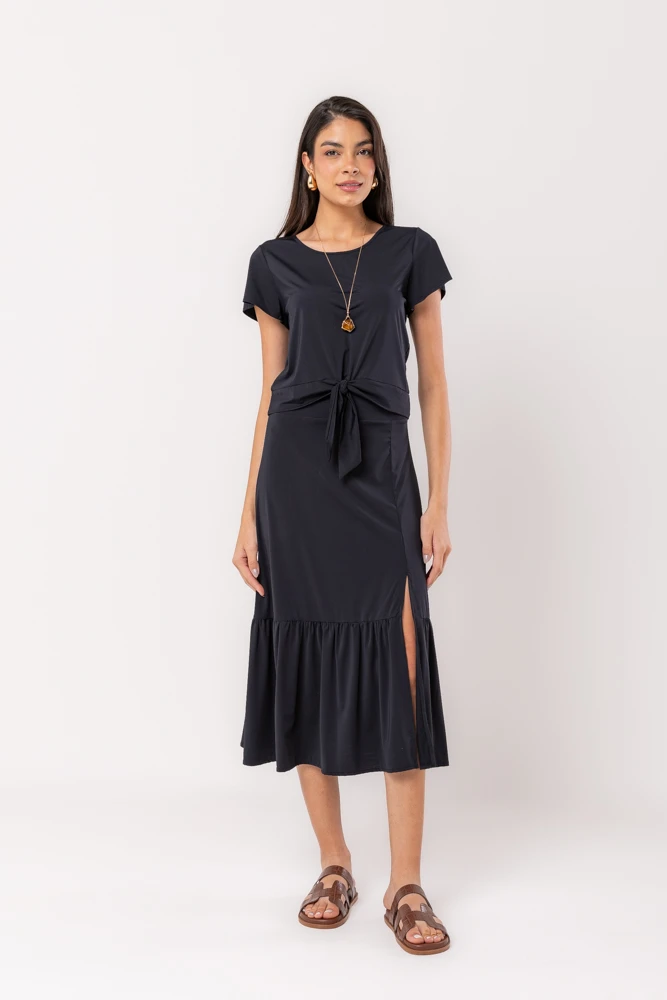 Hidrogênio - BLACK SKIRT WITH SLIT - 19596001