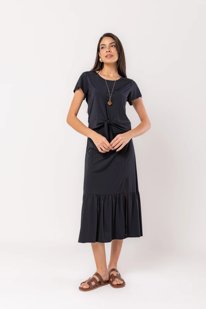 Hidrogênio - BLACK SKIRT WITH SLIT - 19596001