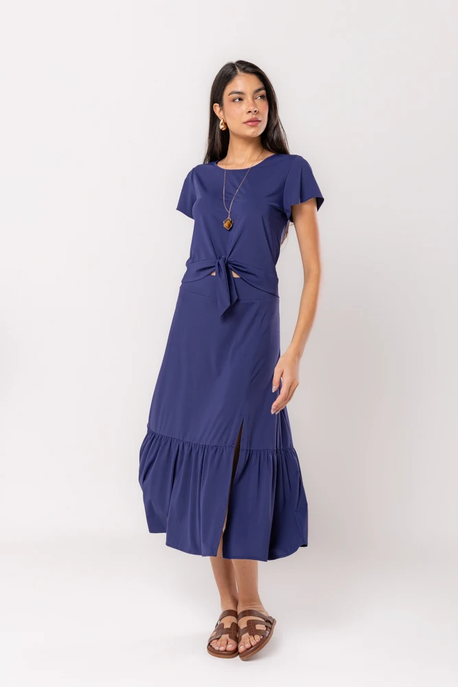 Hidrogênio - NAVY SKIRT WITH SLIT - 19596004
