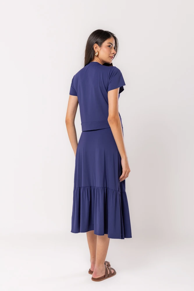 Hidrogênio - NAVY SKIRT WITH SLIT - 19596004