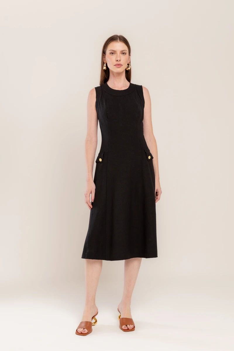Hidrogênio - DRESS WITH CUTOUTS AND BLACK LAPEL - 20501001