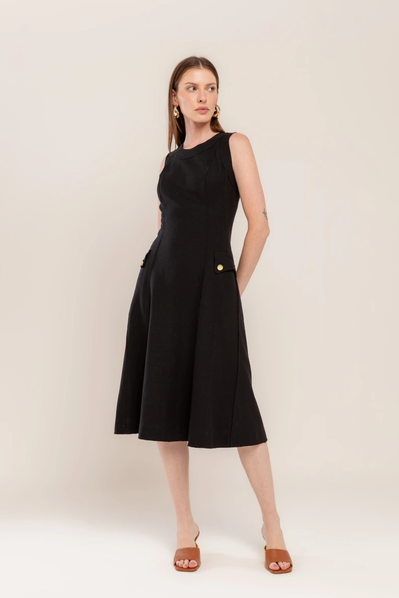 Hidrogênio - DRESS WITH CUTOUTS AND BLACK LAPEL - 20501001