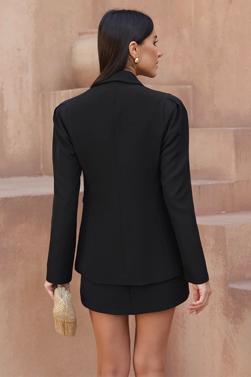 Dot Clothing - Blazer Dot Clothing Hazel Shoulder Pleats Black - 2816PRETO