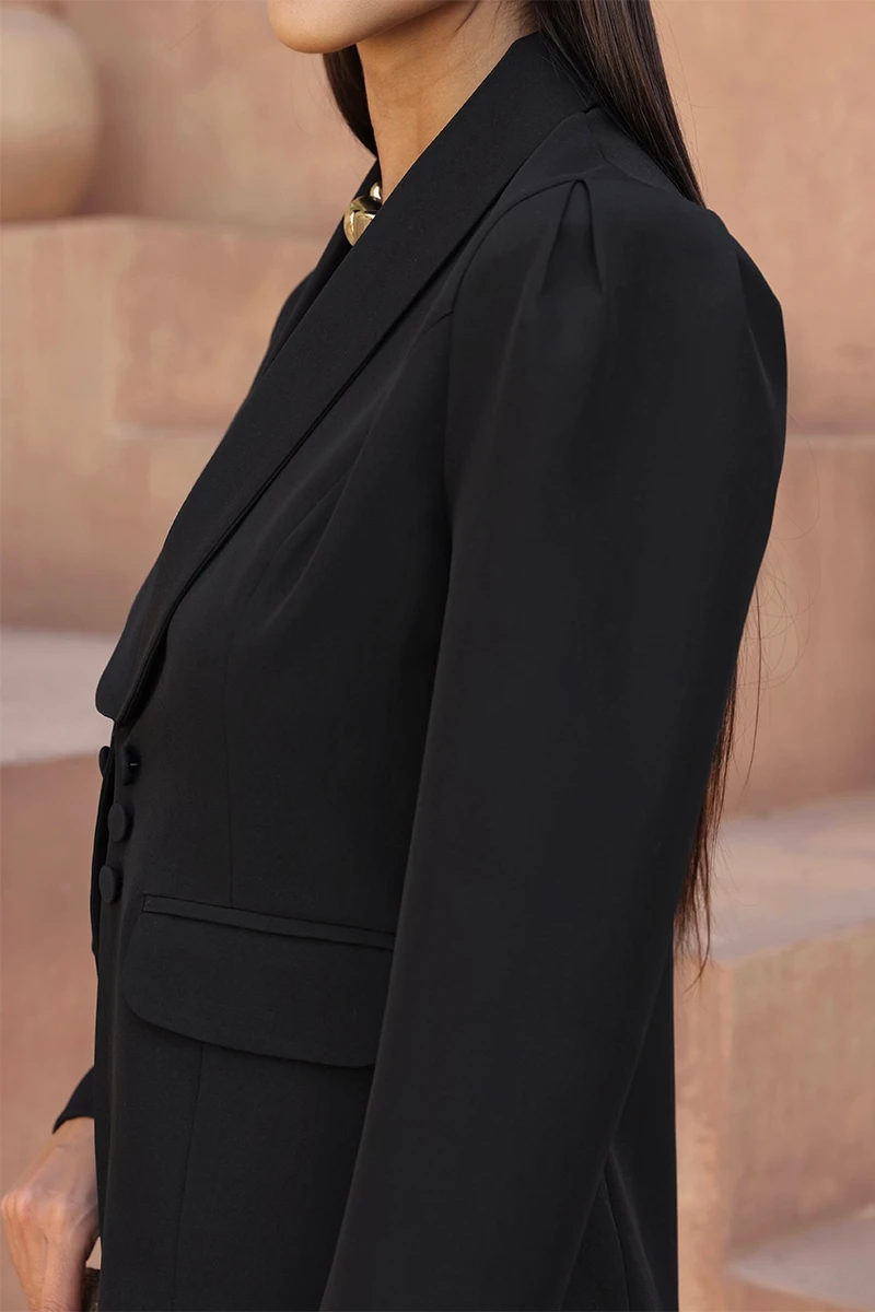 Dot Clothing - Blazer Dot Clothing Hazel Shoulder Pleats Black - 2816PRETO