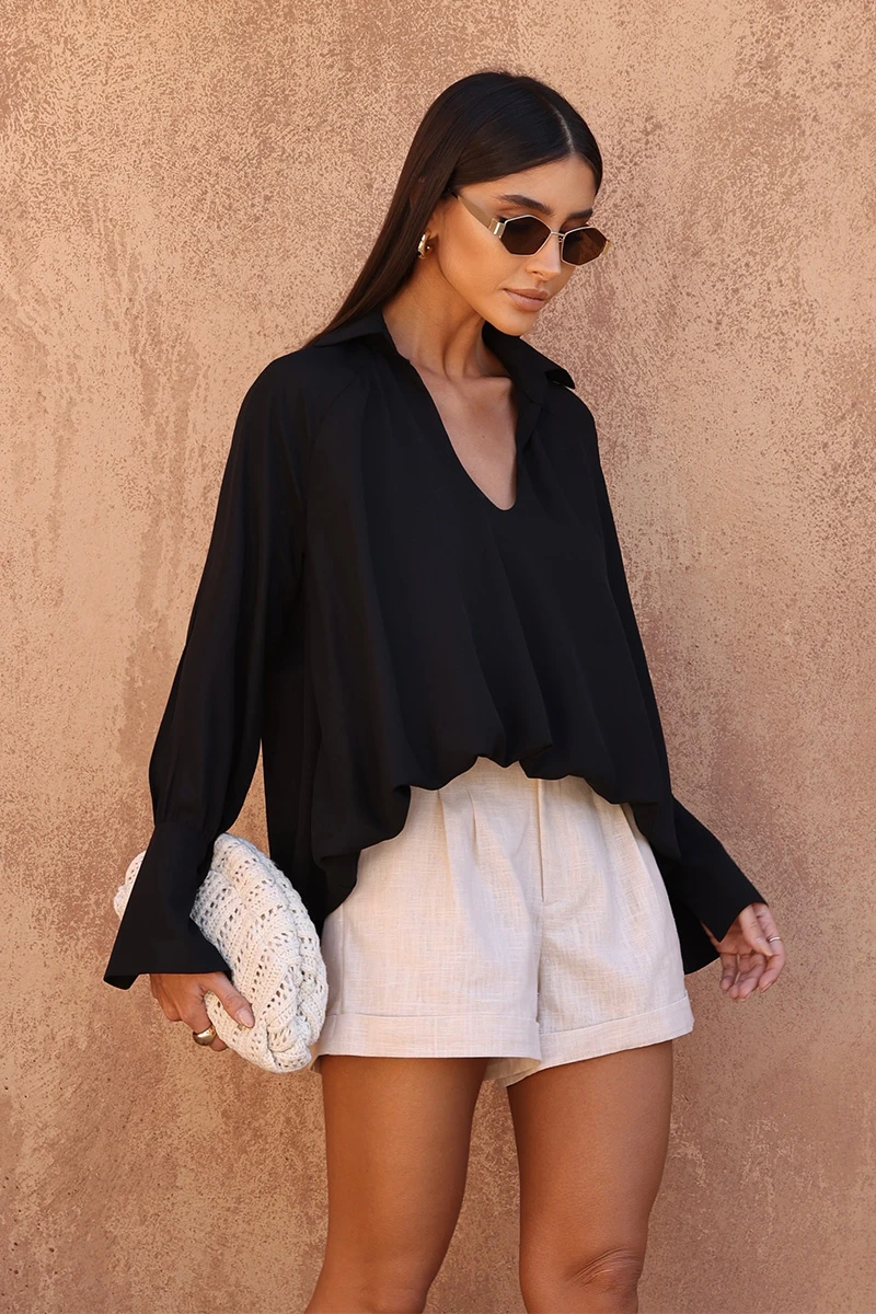 Dot Clothing - Blusa Dot Clothing Daisy Balonê Preto - 2780PRETO