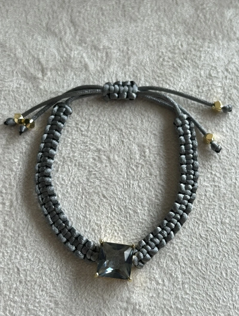 Mikabe - Pulseira Zircônia Macrame Cinza - MK2082