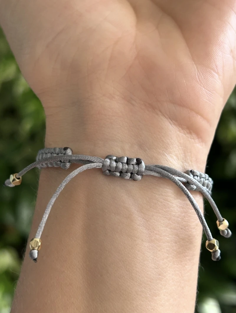 Mikabe - Pulseira Zircônia Macrame Cinza - MK2082