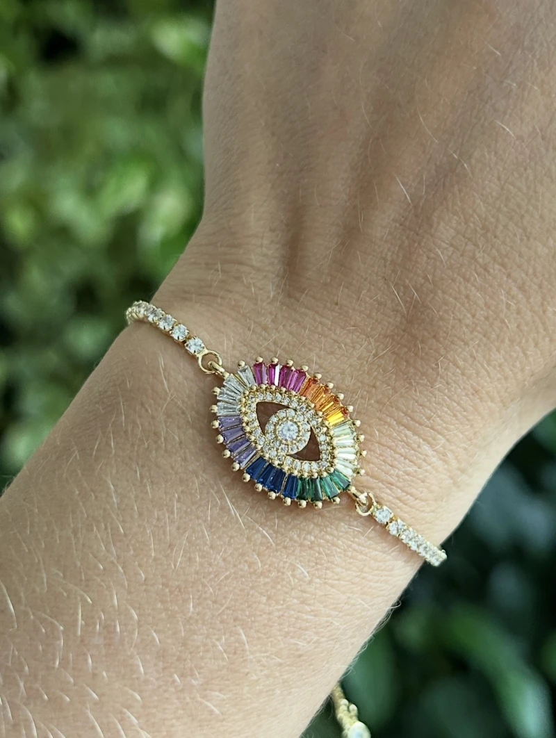 Mikabe - Pulseira Riviera Olho Grego Regulável - MK2085
