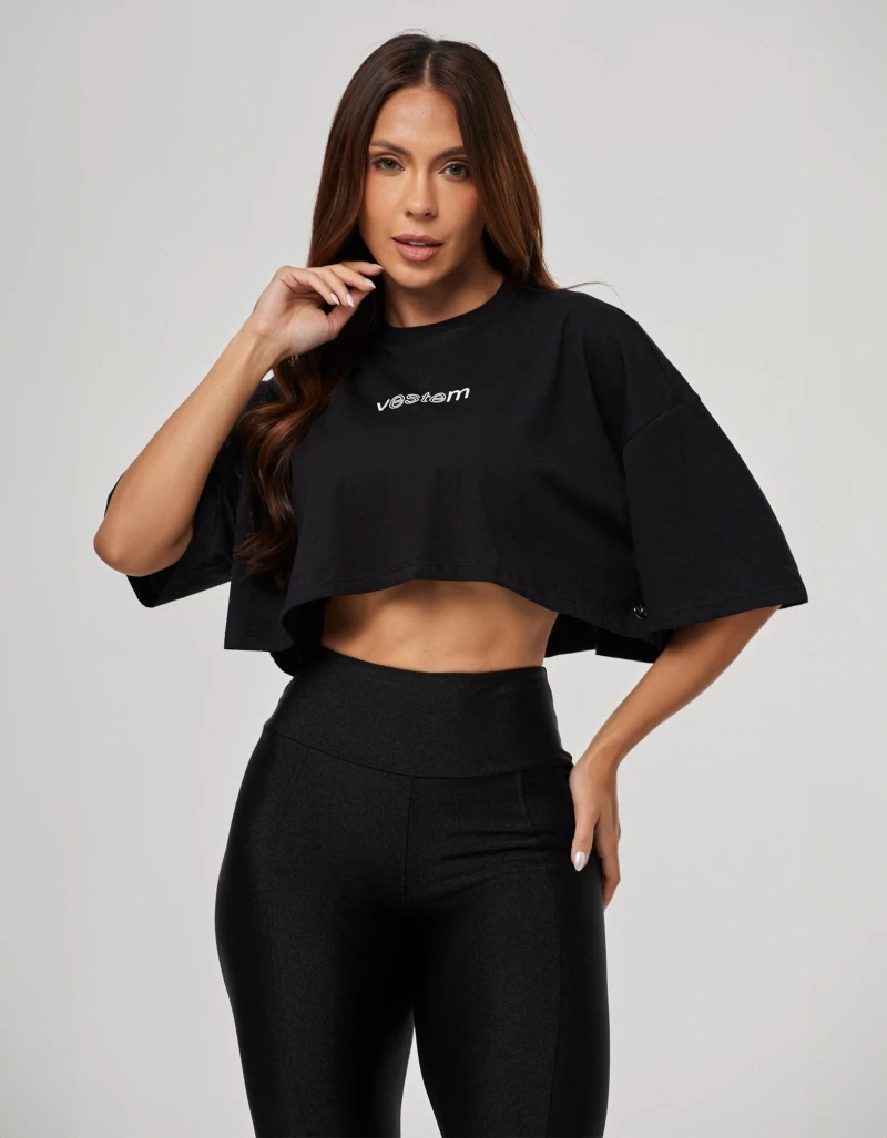 Vestem - Camiseta Cropped Feminina Legacy Preto - BMC832.PE.C0002