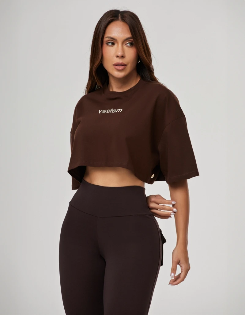 Vestem - Camiseta Cropped Feminina Legacy Marrom Mousse - BMC832.PE.C0688