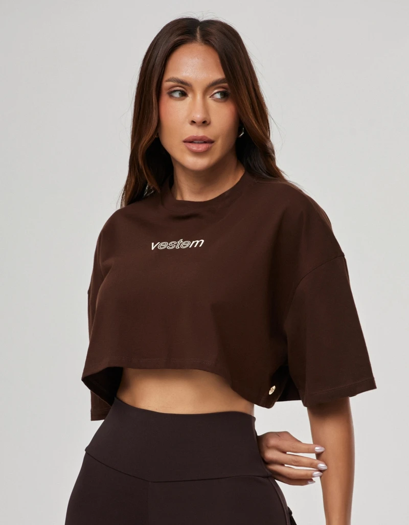 Vestem - Cropped T-Shirt Feminina Legacy Brown Mousse - BMC832.PE.C0688