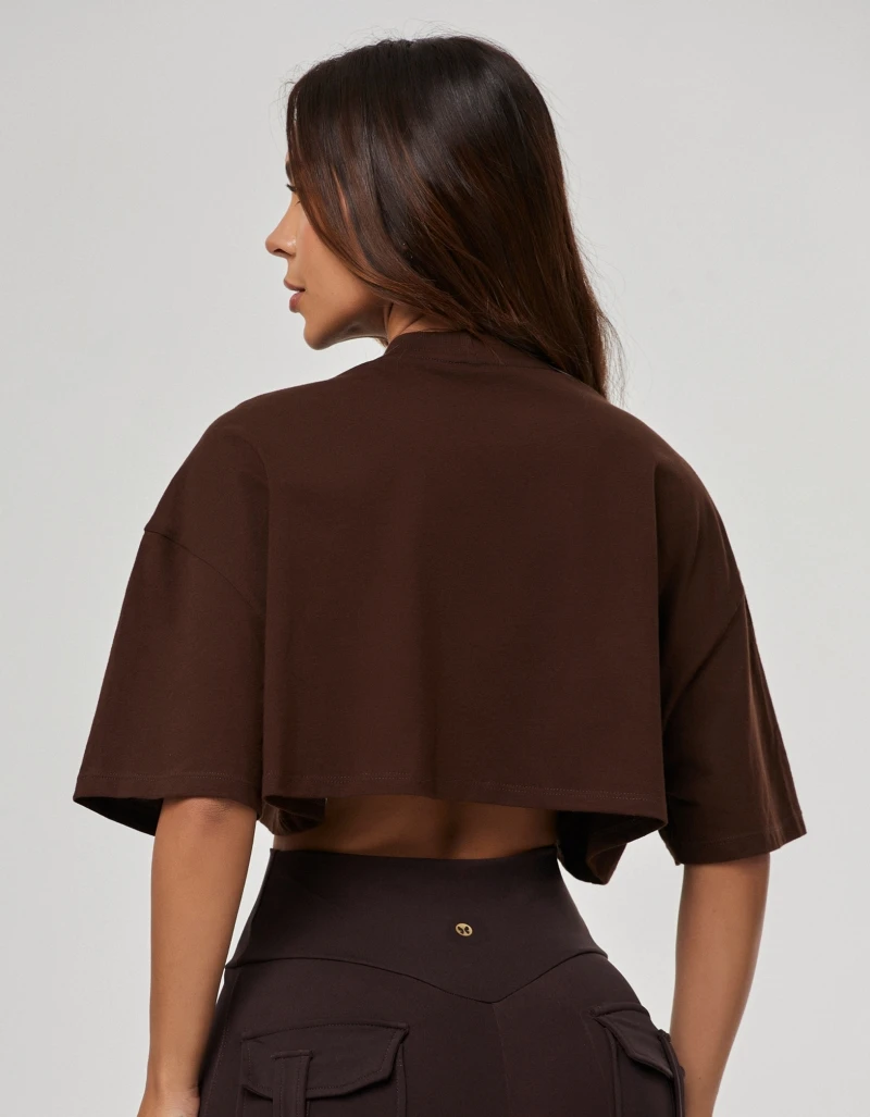 Vestem - Camiseta Cropped Feminina Legacy Marrom Mousse - BMC832.PE.C0688