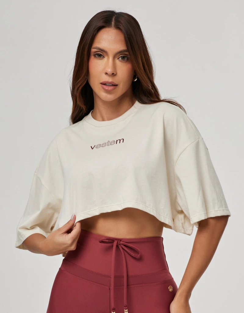 Vestem - Cropped T-Shirt Feminina Legacy Beige Luna - BMC832.PE.C0692