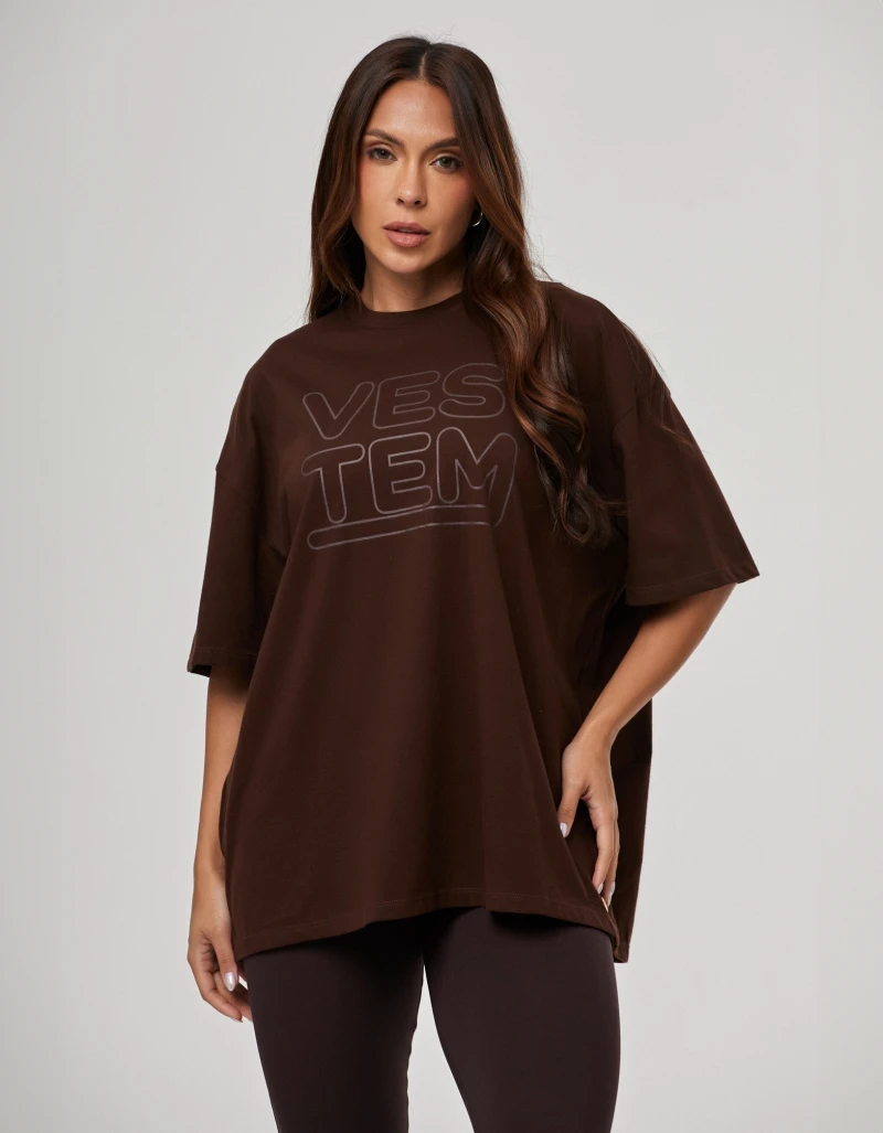 Vestem - Legacy Women's Oversized T-Shirt Brown Mousse - BMC833.PE.C0688