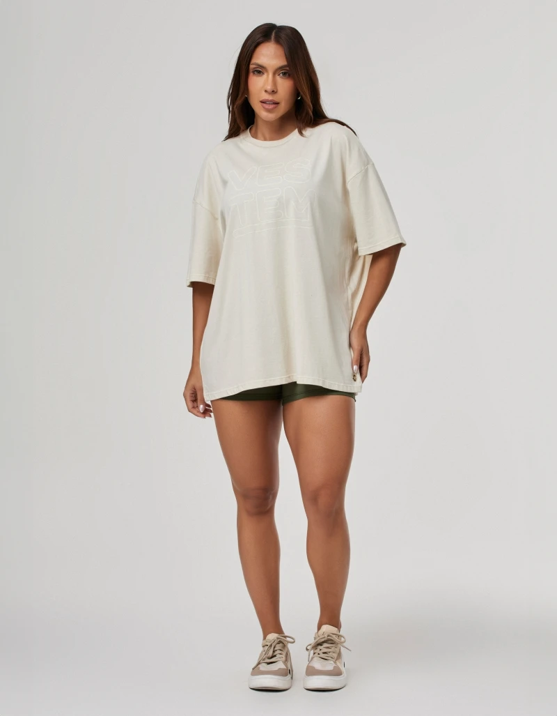 Vestem - Legacy Women's Oversized T-Shirt Beige Luna - BMC833.PE.C0692