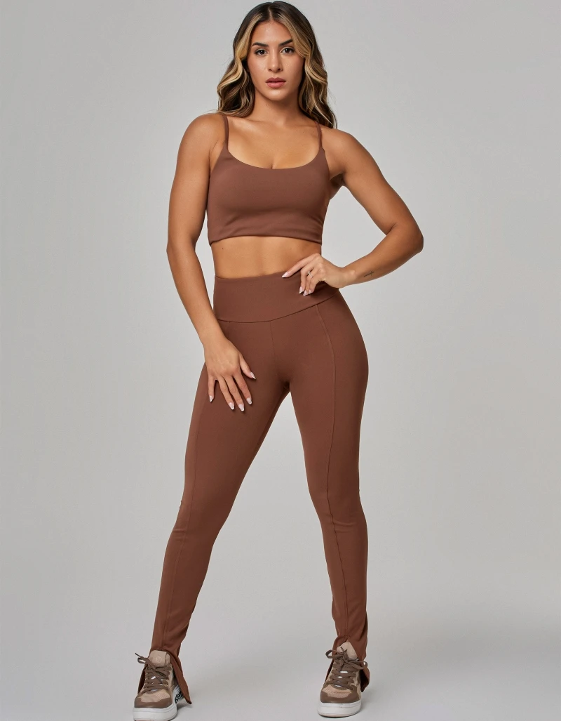Vestem - Luxe Brown Cafe Duo Slit Leggings - FS1609.PE.C0626