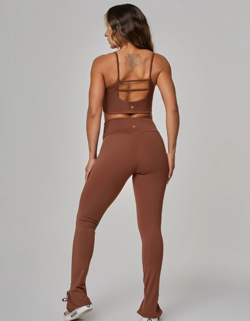 Vestem - Luxe Brown Cafe Duo Slit Leggings - FS1609.PE.C0626