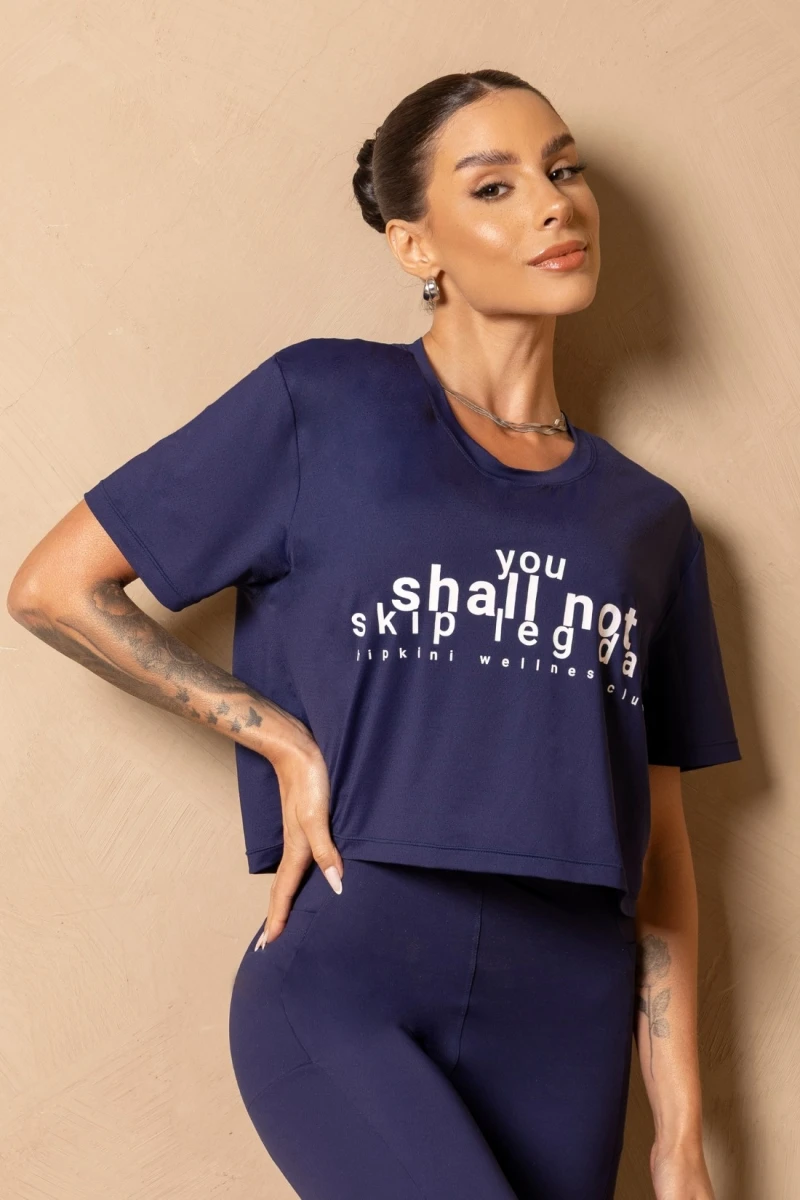Hipkini - Camiseta Cropped Breezy Azul Marinho - 33331316
