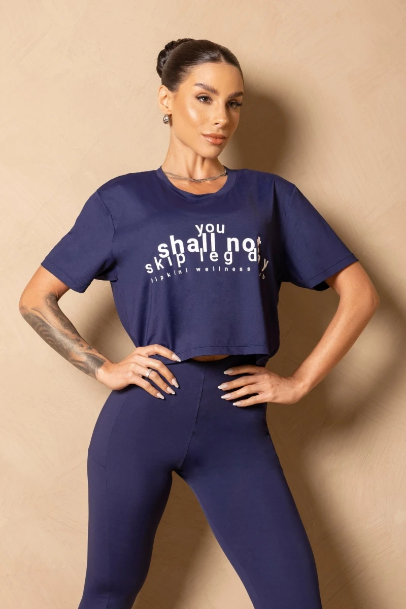 Hipkini - Navy Blue Breezy Cropped T-Shirt - 33331316